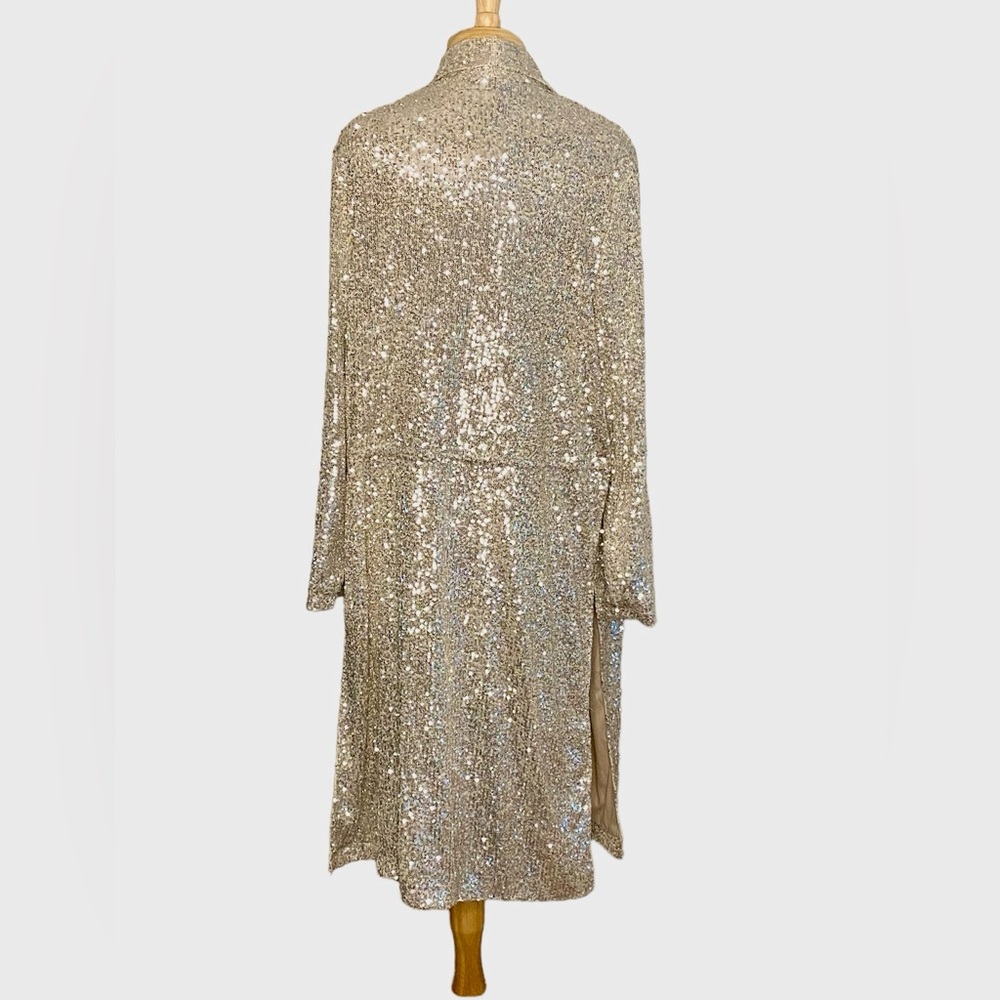 STEVE MADDEN Show Stopper Duster Silver Disco NWT Small - Picture 7 of 10